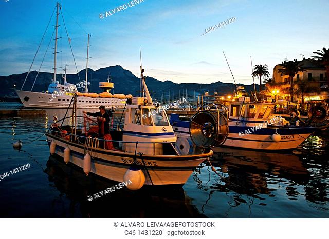 Harbour at sunset  Calvi, Corsica Island  France
