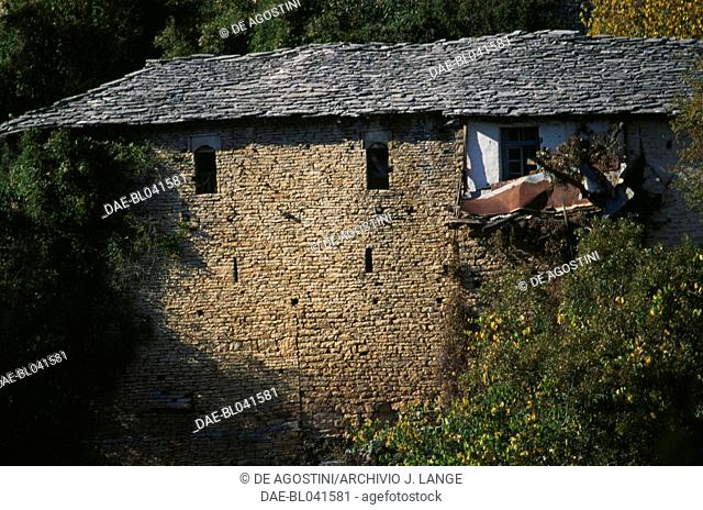 Stone building in Monodendri, Zagoria, Epirus, Greece