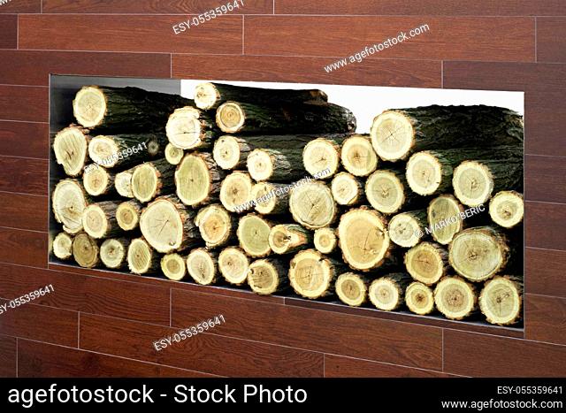 Big fire wood log in round shape
