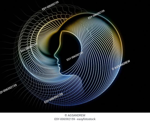 Geometry of Soul series. Backdrop composed of profile lines of human head and suitable for use in the projects on education, science