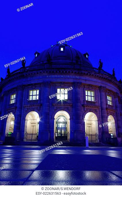 bode museum in berlin at night