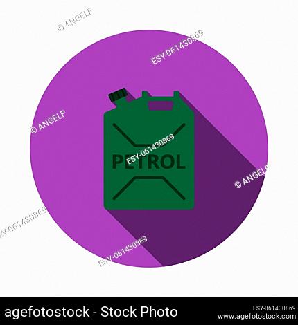 Fuel Canister Icon. Flat Circle Stencil Design With Long Shadow. Vector Illustration