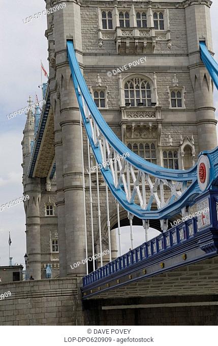 England, London, Tower Bridge, Tower Bridge, one of London's most iconic landmarks from the south bank of the river Thames