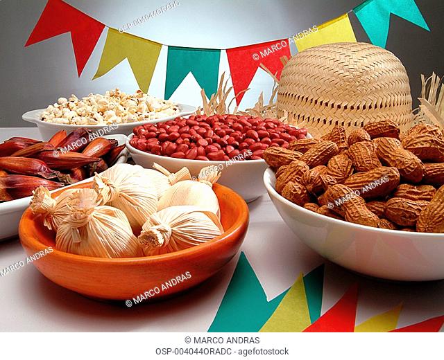 june traditional table food with a straw hat