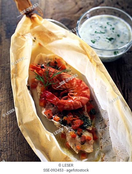 Whiting fillet papillote
