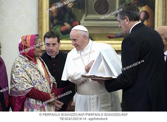 Premier of Bangladesh Sheikh Hasina, Pope Francis, Vatican City, ITALY-12-02-2018  Journalistic use only