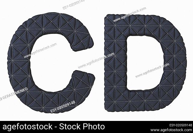 Luxury black stitched leather font C D letters