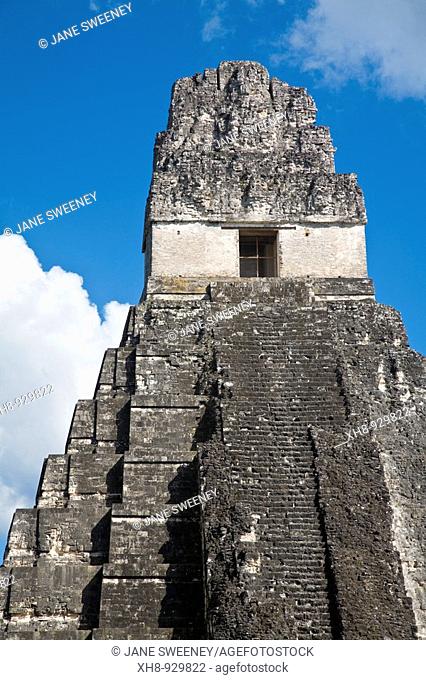 Temple I also known as Temple of the Great Jaguar, Great Plaza, Tikal, El Peten department, Guatemala