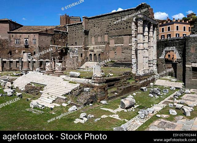 The Forum of Augustus - one of the Imperial forums of Rome, Italy, built by Augustus. It includes the Temple of Mars Ultor