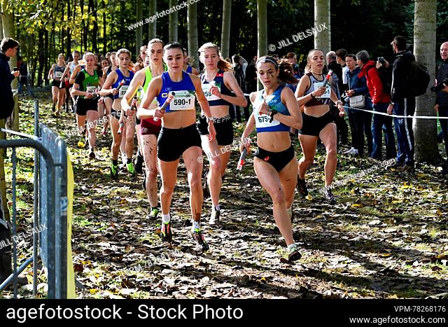 Illustration picture shows athletes running during the women's relay race at the CrossCup athletics event, the first stage of the CrossCup competition