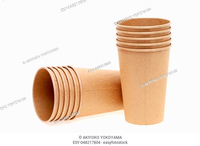 Disposable paper cup isolated on white background