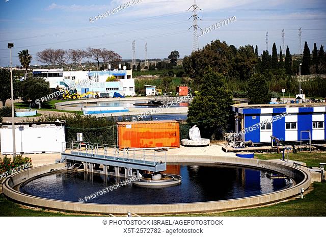 Sewerage treatment facility. The treated water is then used for irrigation and agricultural use. Photographed near Hadera, Israel