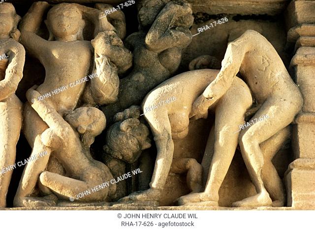 Detail from the Lakshmana Temple, Western Group, Khajuraho, UNESCO World Heritage Site, Madhya Pradesh state, India, Asia
