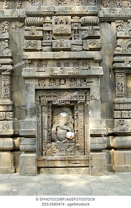 Orissa Bhubaneshwar Parasuramesvara Temple- Ganesha in niche on the main deul lower portion, view from East