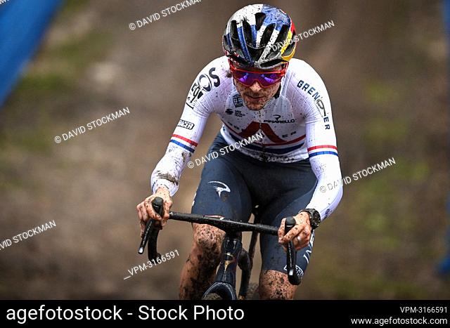 British Thomas Pidcock pictured in action during the men's elite race of the 'Herentals Crosst' cyclocross cycling race, stage 5/8 of the Trofee Veldrijden...