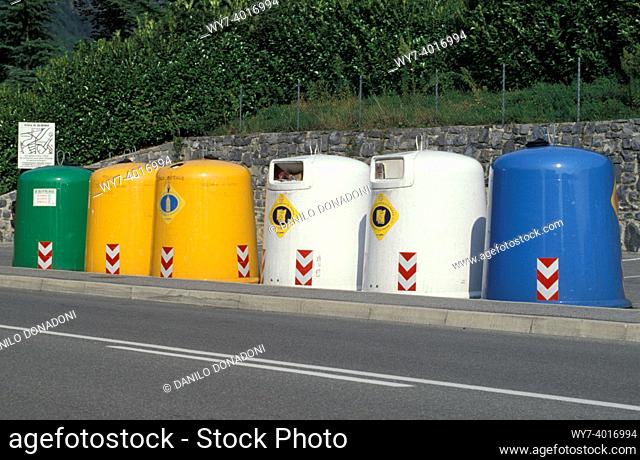 differentiated waste disposal, albino, italy
