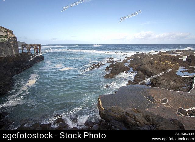 Big waves in Garachico North of Tenerife Canary islands on December 16, 2019