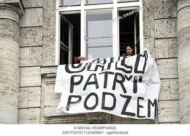 A protest occupation began inside the Charles University Faculty of Arts (FF UK) building on Tuesday, November 12, 2019, Prague, Czech Republic