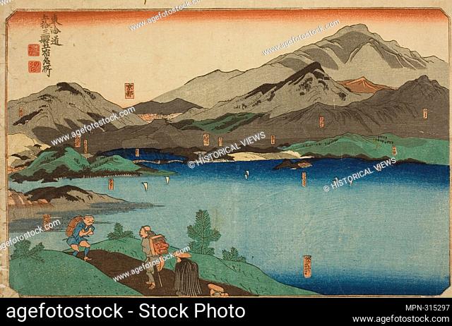 Author: Utagawa Kuniyoshi. Minakuchi, Ishibe, Kusatsu, Otsu, and Kyoto, from the series - - Famous Places on the Fifty-three Stations of the Tokaido