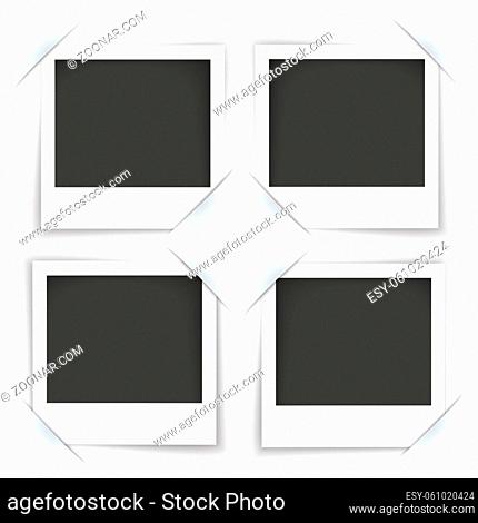 Convert 4 instant photos on the gray background. Eps 10 vector file