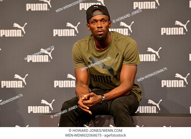Usain Bolt holds a press conference at The Brewery ahead of his final race at the World Athletics championships at the London Stadium Featuring: Usain Bolt...