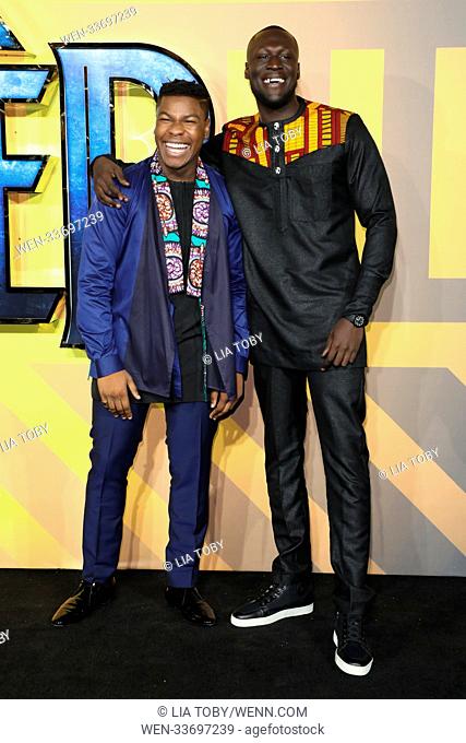 Black Panther European Premiere held at the Eventim Apollo - Arrivals Featuring: John Boyega, Stormzy Where: London, United Kingdom When: 08 Feb 2018 Credit:...