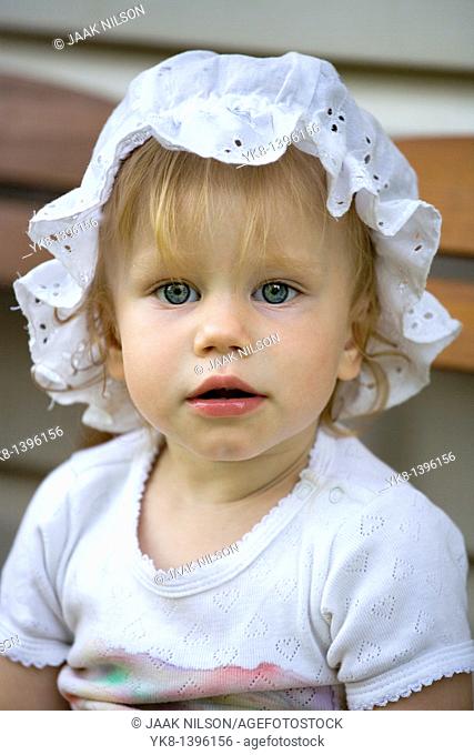 Portrait of One Year Old Caucasian Baby Girl
