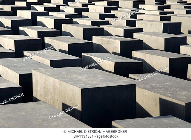 Cement squares, steles of the Holocaust Memorial, Mitte district, Berlin, Germany, Europe