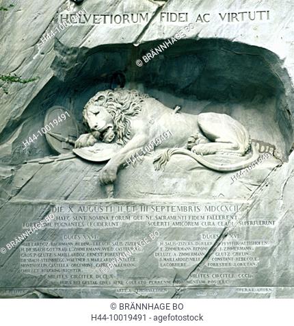 10019491, lion's monument, Lucerne, Switzerland, Europe, lion, stone