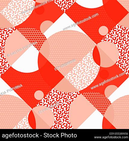 Round geometric and white texture seamless pattern for background, fabric, textile, wrap, surface, web and print design. Sport style dynamic vector tile rapport