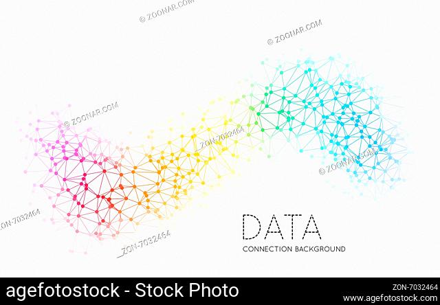 Abstract polygonal space low poly colorful background with connecting dots and lines. Connection structure. Vector science background