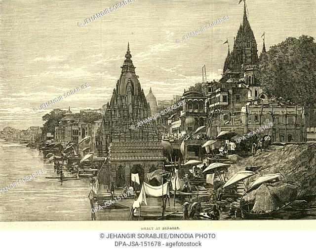 Ghat at Benares ; Varanasi ; Uttar Pradesh ; India