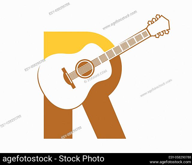 R Letter with guitar inside