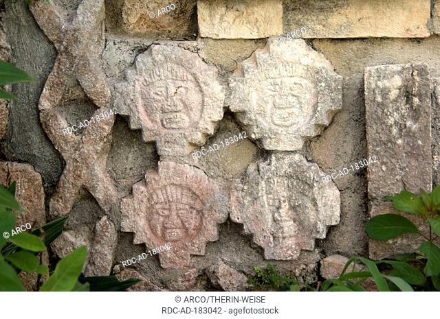 Carved detail, Great Pyramid, Uxmal, Yucatan, Mexico, Gran Pyramide