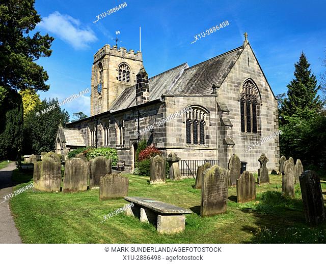 St Thomas a Becket Parish Church and Graveyard at Hampsthwaite, North Yorkshire, England