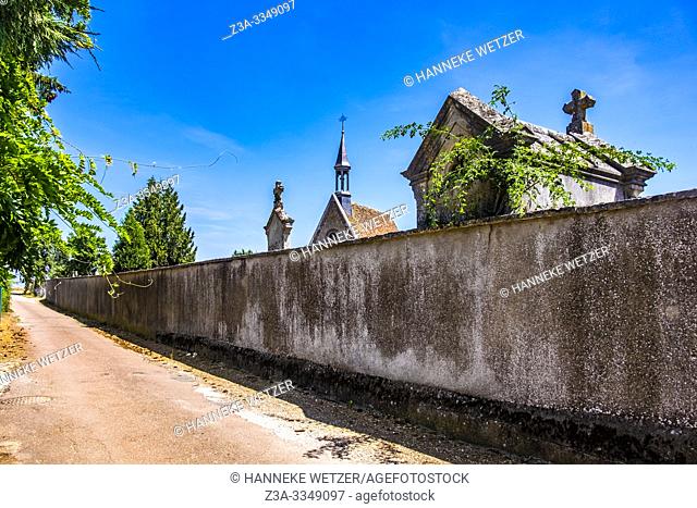 Old cemetery in the village of Saint Fargeau, Bourgogne, France, Europe