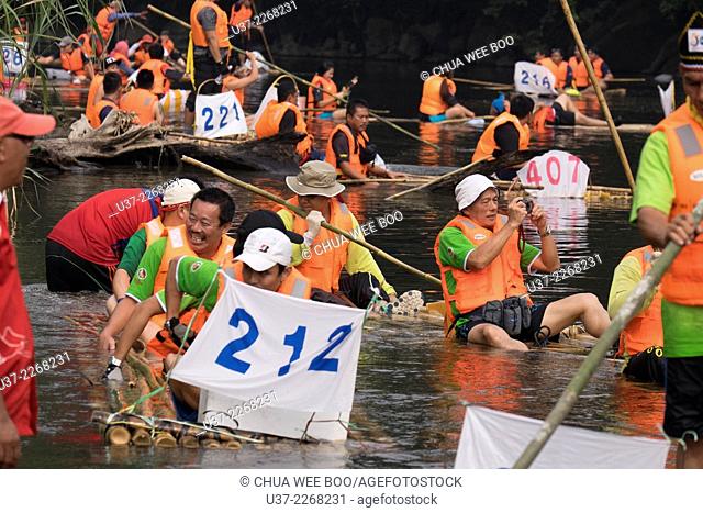 Rafting Safari Competition in action along Padawan River, Sarawak, Malaysia