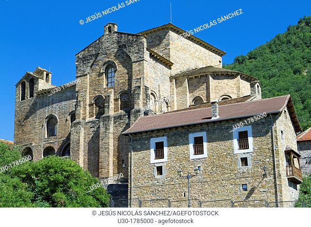 Overview of San Pedro de Siresa Monastery IX-XIII century, declarated National Monument in 1931, Jacetania region  Hecho Valley  Huesca  Aragón  Spain