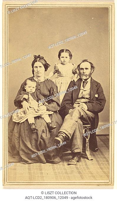 Family portrait: mother, father and two children; B.F. Green (American, active Beloit, Wisconsin 1860s); 1870s; Albumen silver print