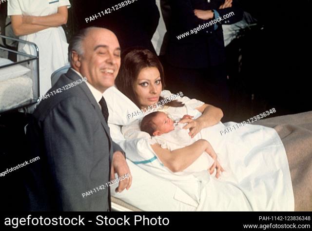 The parents, actress Sophia Loren and husband Carlo Ponti, proudly present their son Carlo Jr., born on 29 December 1968
