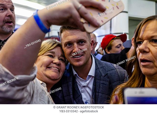 The Right Wing Activist Tommy Robinson Poses For Selfies With His Supporters Inside City Thameslink Station After His Contempt Of Court Charge At The Old Bailey...