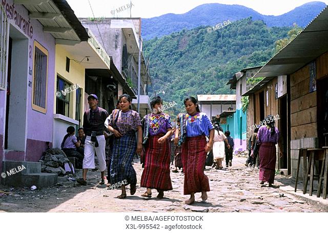 Typical street of Santiago Atitlan  Lake Atitlan  Guatemala