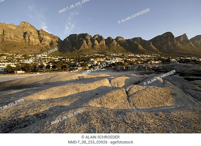 Panoramic view of a mountain range, Camps Bay, Cape Town, Western Cape Province, South Africa