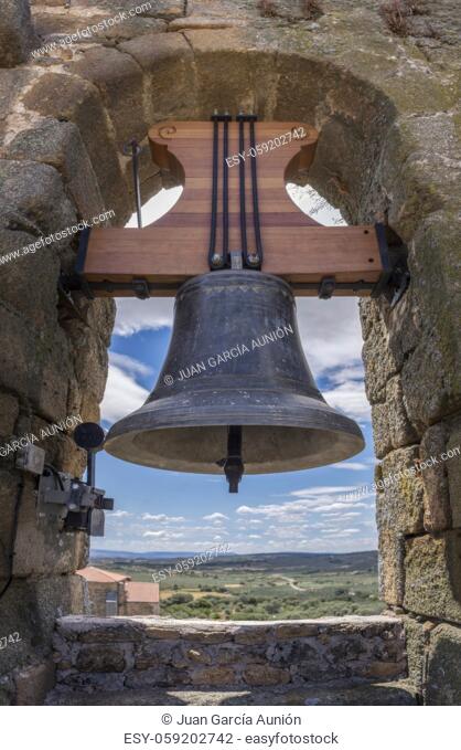 Church bell of little rural village. Selective focus