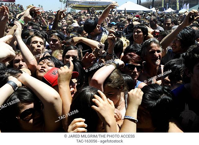 Crowd atmosphere at the Vans Warped Tour at Pomona Fairgrounds on July 1, 2011 in Pomona, California