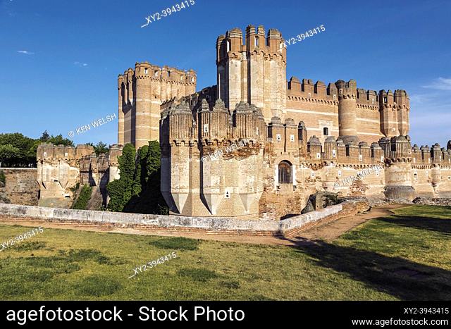 Coca, Segovia Province, Castile and Leon, Spain. Castillo de Coca. Coca castle. Important example of Mudéjar military architecture