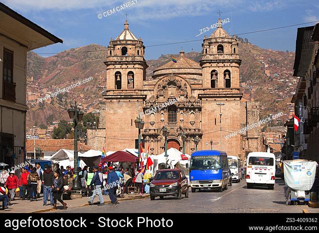 View to the San Pedro Church-Templo De San Pedro at the historic center, Cusco, Cusco Province, Incas Sacred Valley, Peru, South America