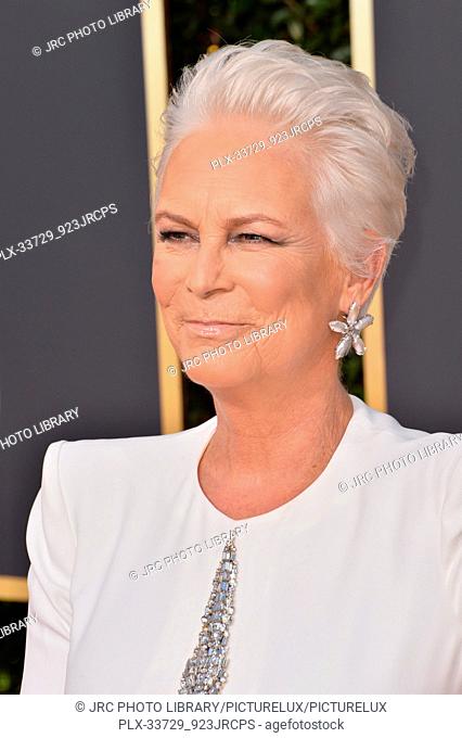 LOS ANGELES, CA. January 06, 2019: Jamie Lee Curtis at the 2019 Golden Globe Awards at the Beverly Hilton Hotel. © 2019 JRC Photo Library/PictureLux ALL RIGHTS...