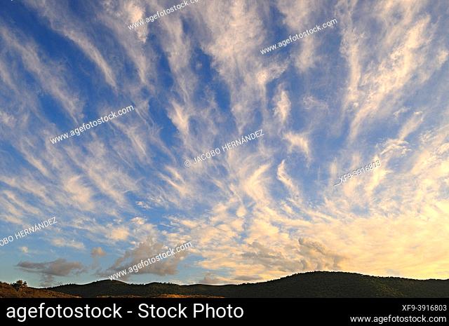 Twilight with clouds. Encinasola. Huelva provice. Andalusia. Spain