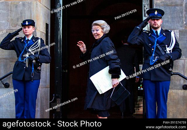Princess Beatrix of The Netherlands arrive at the Royal Palace in Amsterdam, on January 17, 2023, to attend the traditional New Years reception for Dutch guests...
